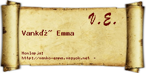Vankó Emma névjegykártya